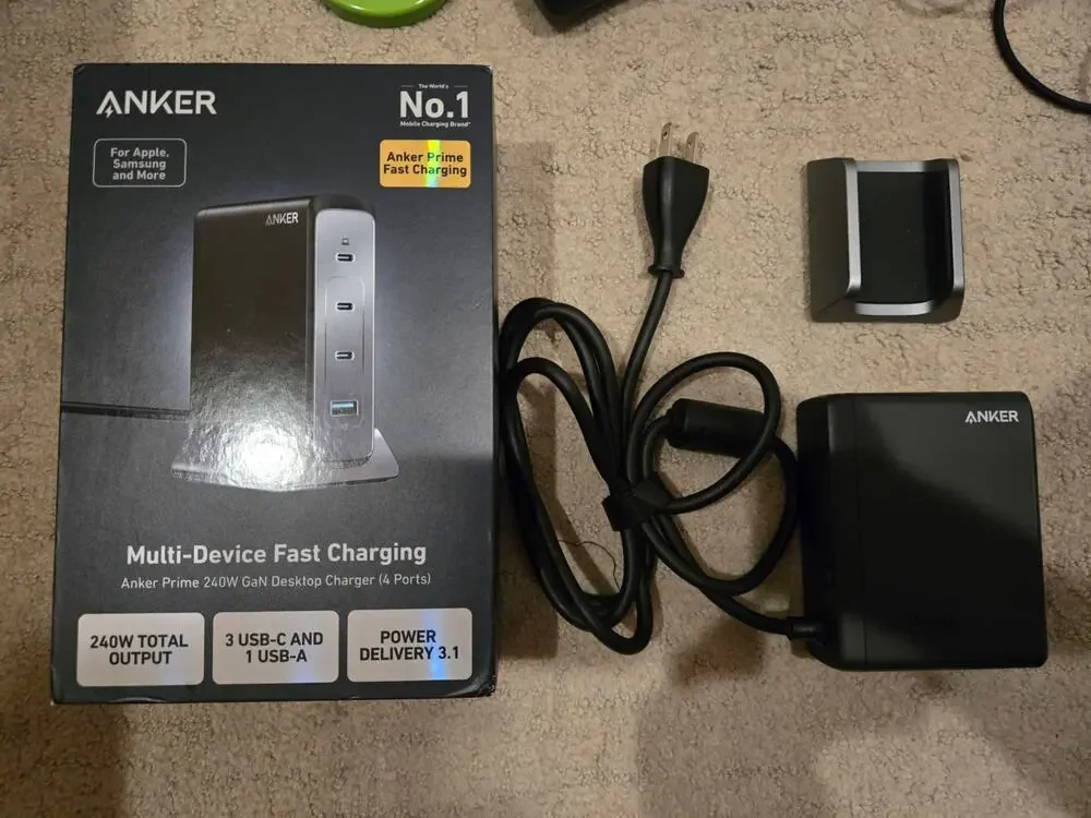 Anker Prime Desktop Charger (240W, 4 ports, GaN) (USB PD Charger, USB-A & USB-C)